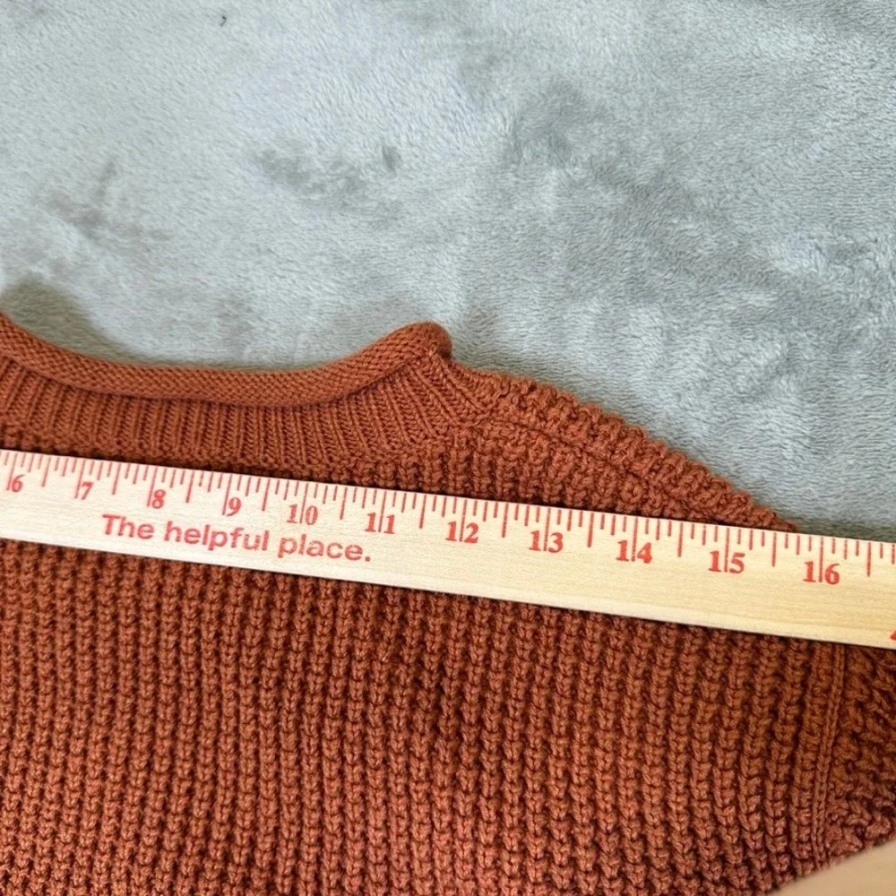 LL Bean Organic Cotton Waffle Knit Sweater XL-Tall Burnt Orange 515580